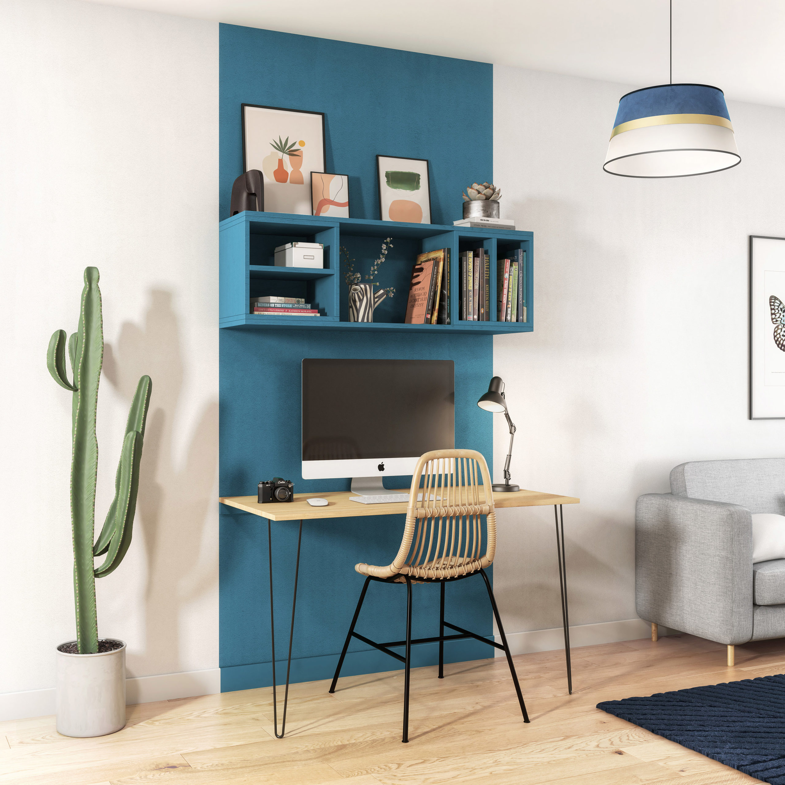Réalisation d’illustrations en 3D afin de présenter l’aménagement et la décoration d'un bureau